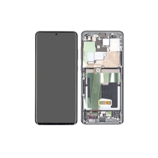 TOUCH+DISPLAY COM FRAME SAMSUNG GALAXY S20 ULTRA 2020/G988 6.9" (NO CAMERA) SERVICE PACK CINZA